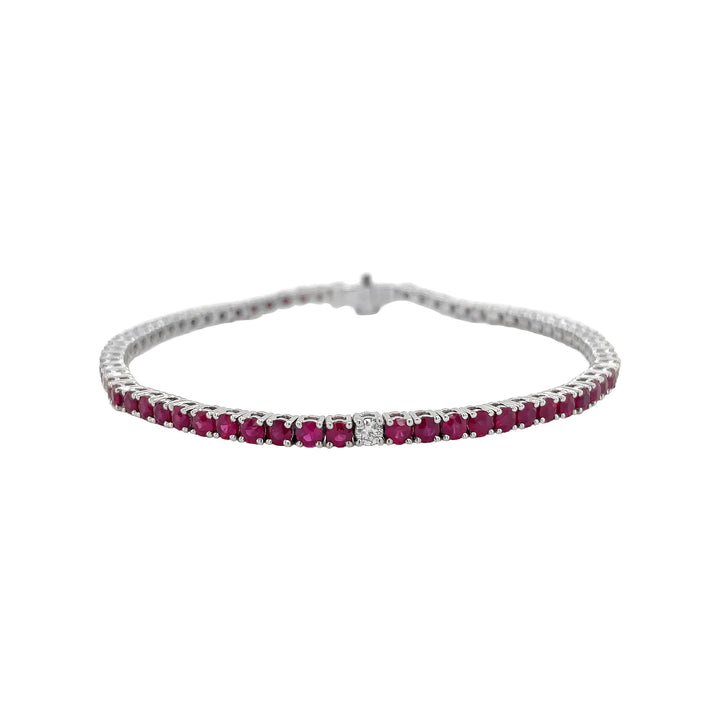 18kt White Gold Diamond and Ruby Bracelet