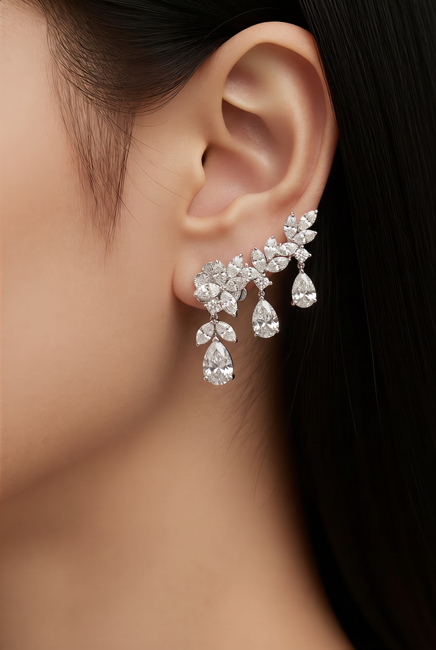 18kt White Gold GIA Certified Diamond Earrings