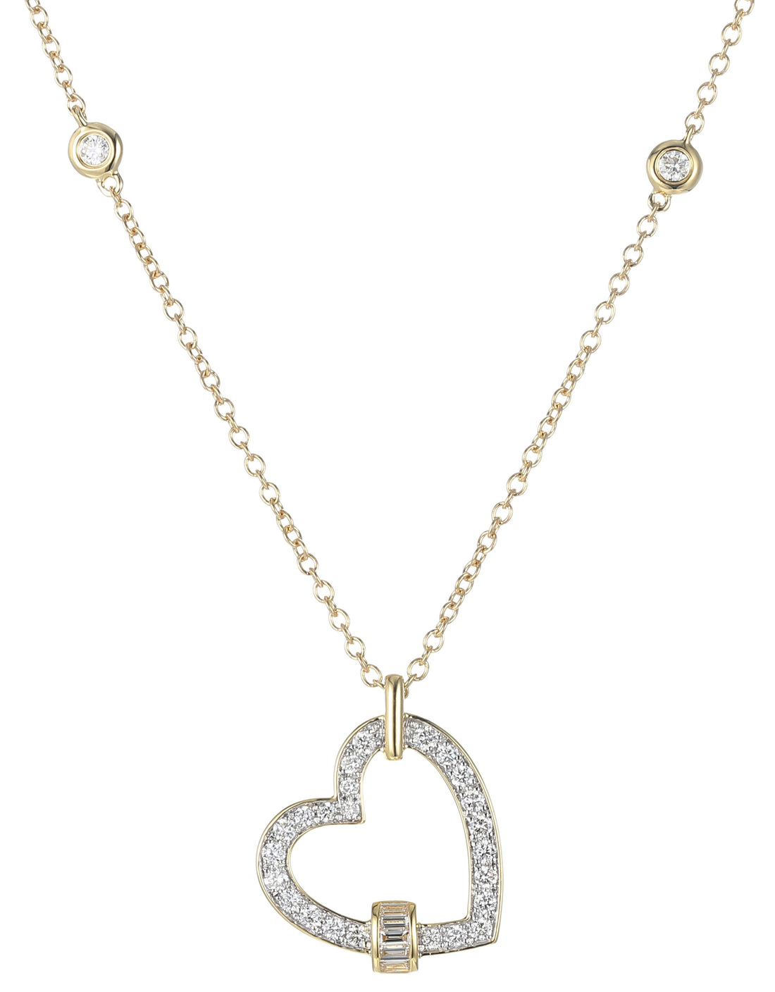 18kt Yellow Gold Diamond Heart Shaped Pendant