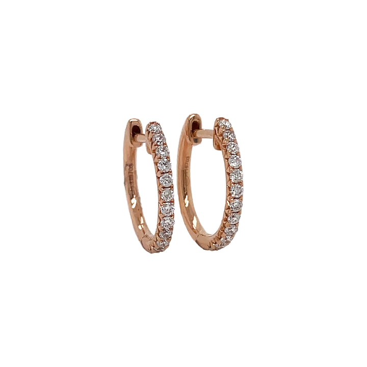 18kt Rose Gold Diamond Huggie Earrings