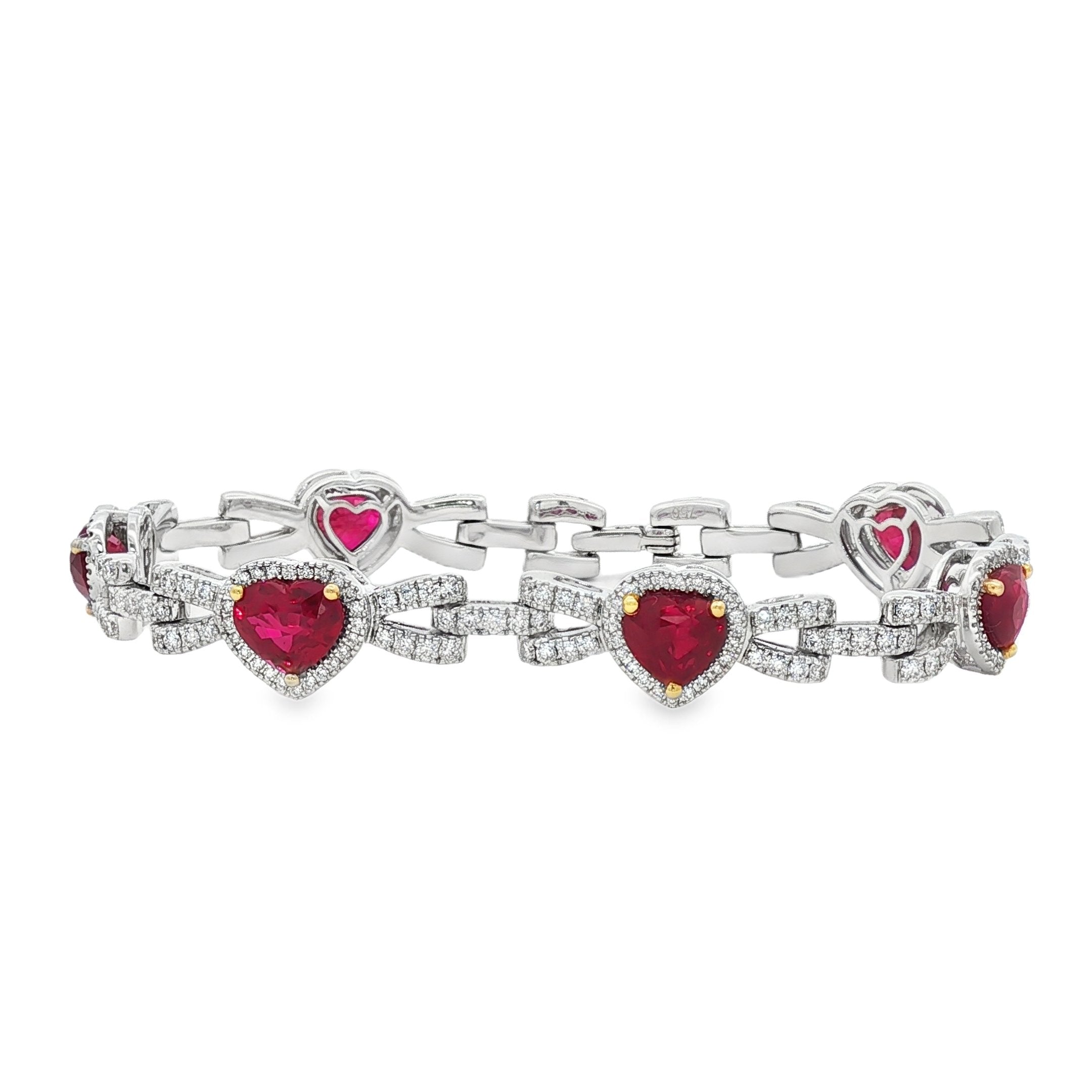 18kt White Gold Diamond And Ruby Bracelet