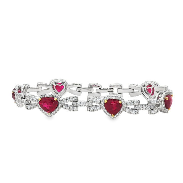 18kt White Gold Diamond And Ruby Bracelet