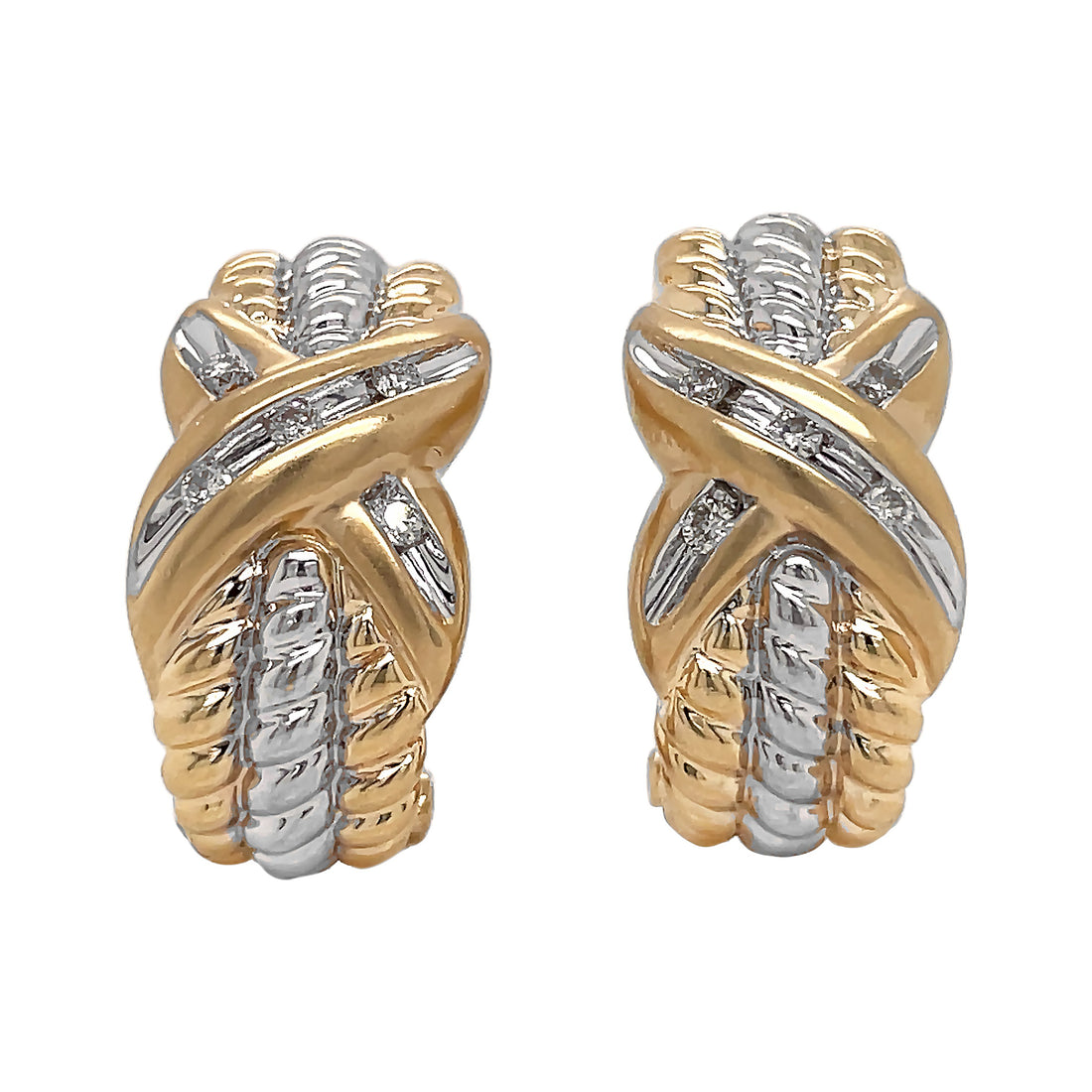18kt Yellow and White Gold Diamond Earrings.