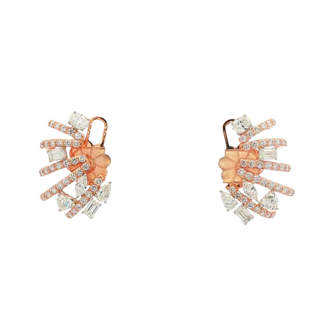 18kt Rose And White Gold Diamond Earrings