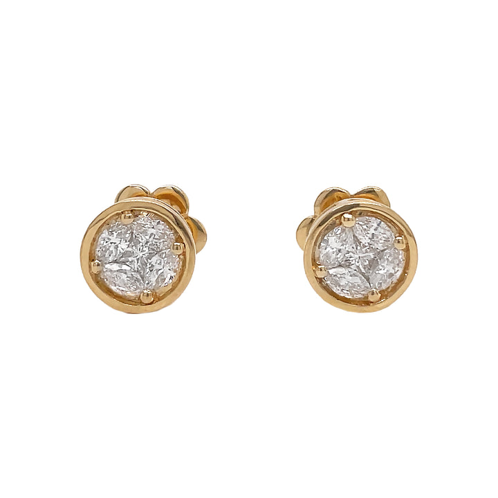18kt Yellow Gold Diamond Earrings.