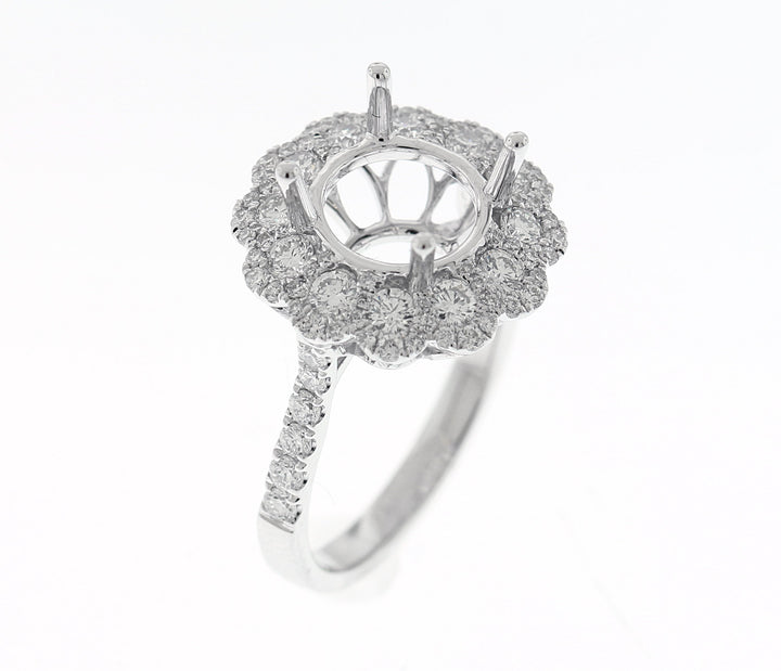 18kt White Gold Diamond Halo Semi Mount