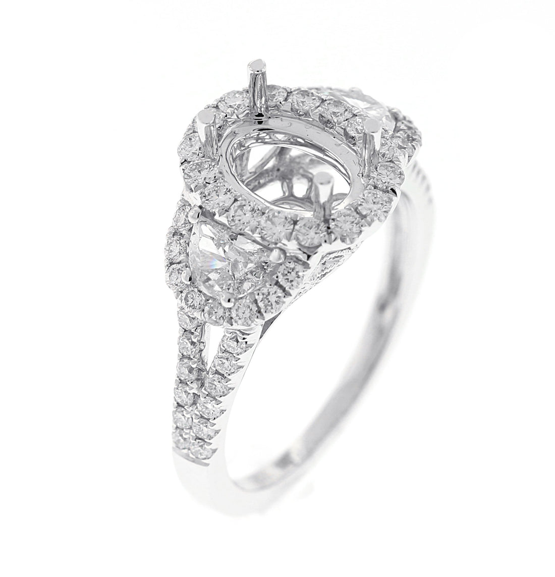 18kt White Gold Diamond Halo Semi Mount