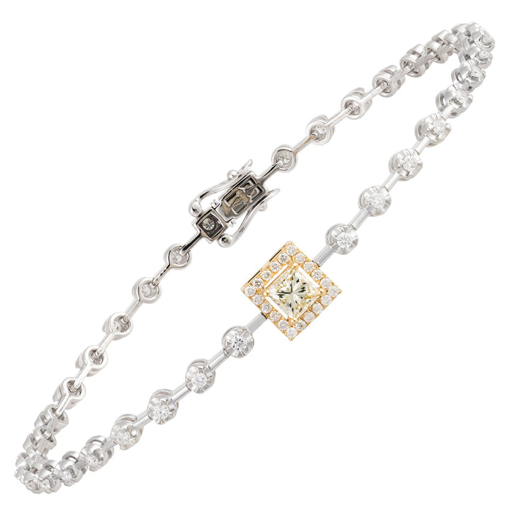 18kt White and Yellow Gold Diamond and Yellow Diamond Tennis Bracelet