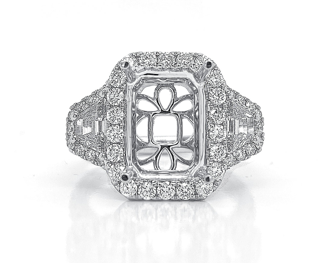 18kt White Gold Diamond Halo Semi Mount
