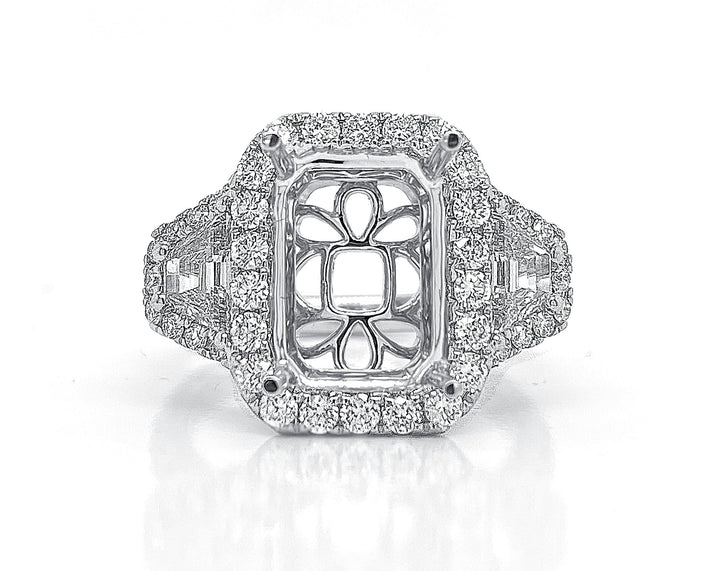 18kt White Gold Diamond Halo Semi Mount
