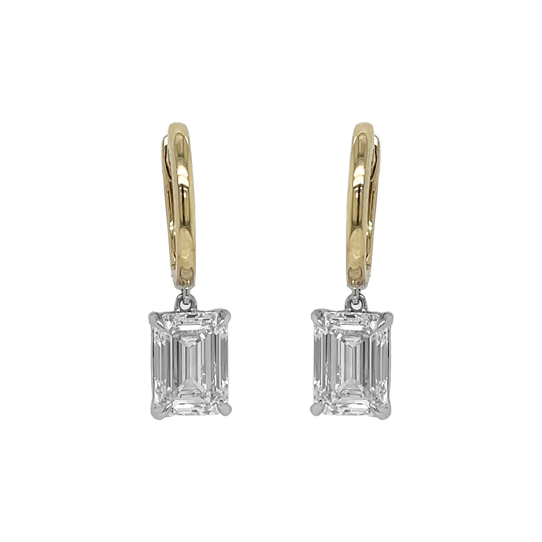 18kt Yellow and White Gold Lab Diamond Dangling Earrings