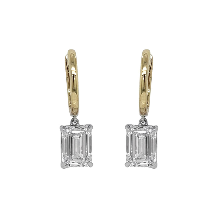 18kt Yellow and White Gold Lab Diamond Dangling Earrings