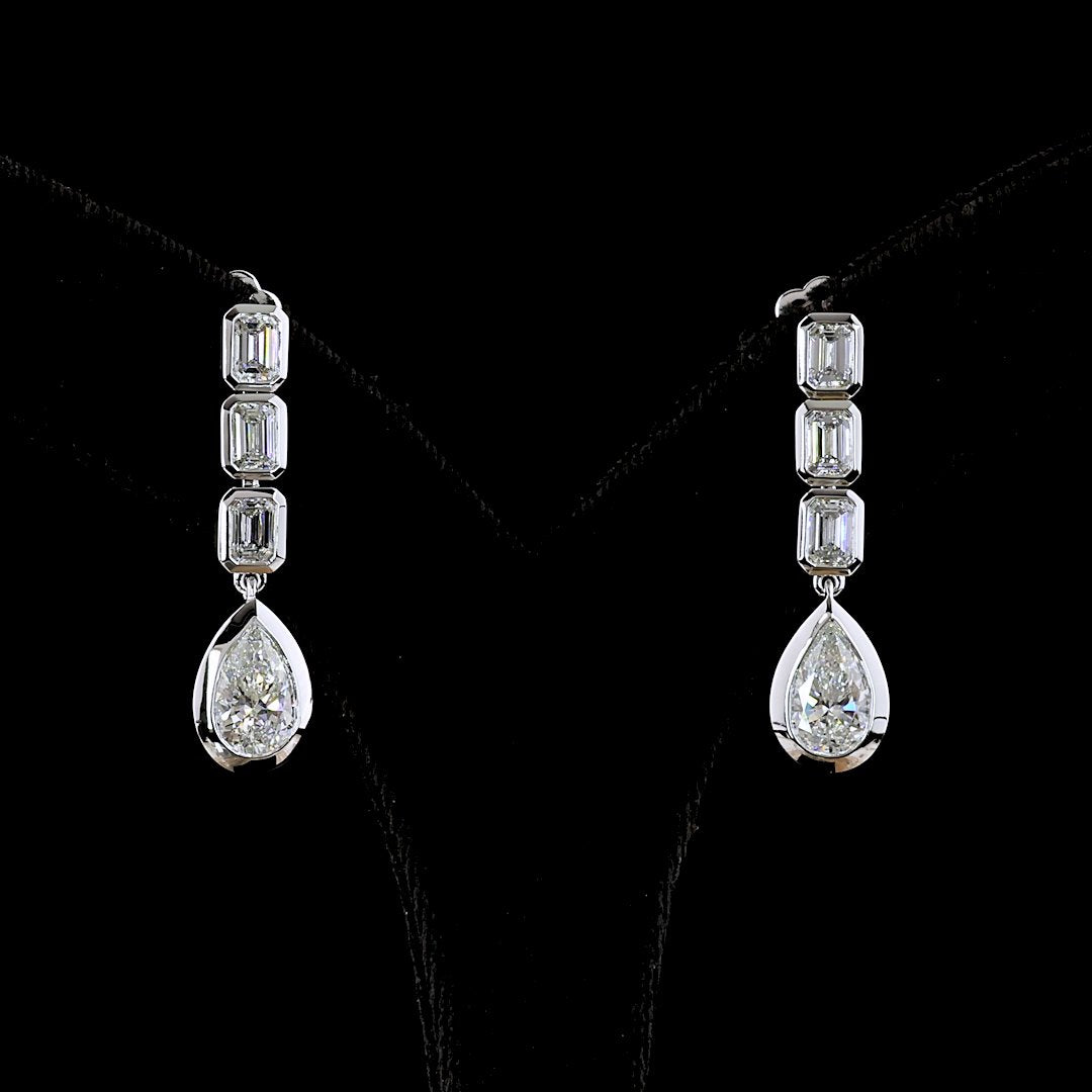 14kt White Gold Lab Diamond Dangling Earrings