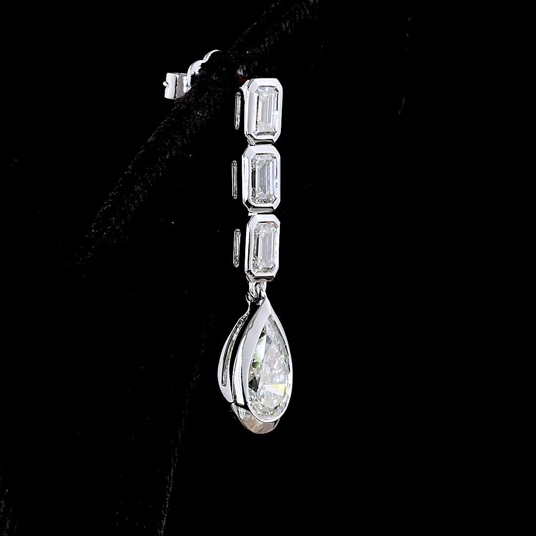 14kt White Gold Lab Diamond Dangling Earrings