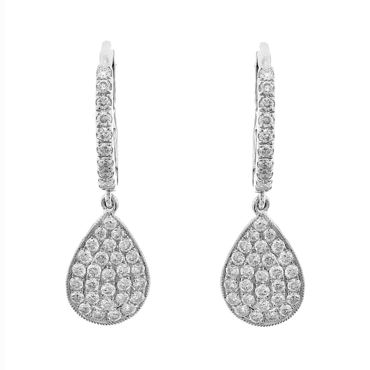 18kt White Gold Diamond Dangling Earrings