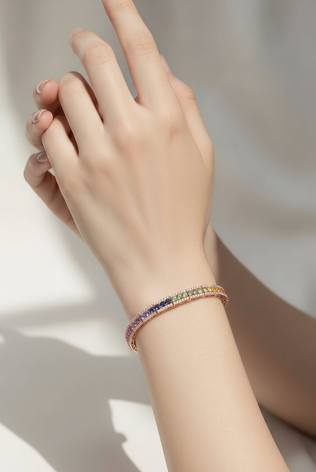 18kt Rose Gold Diamond And Sapphire Tennis Bracelet