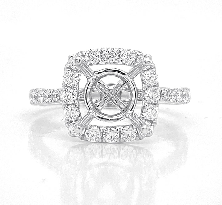 18kt White Gold Diamond Halo Semi Mount
