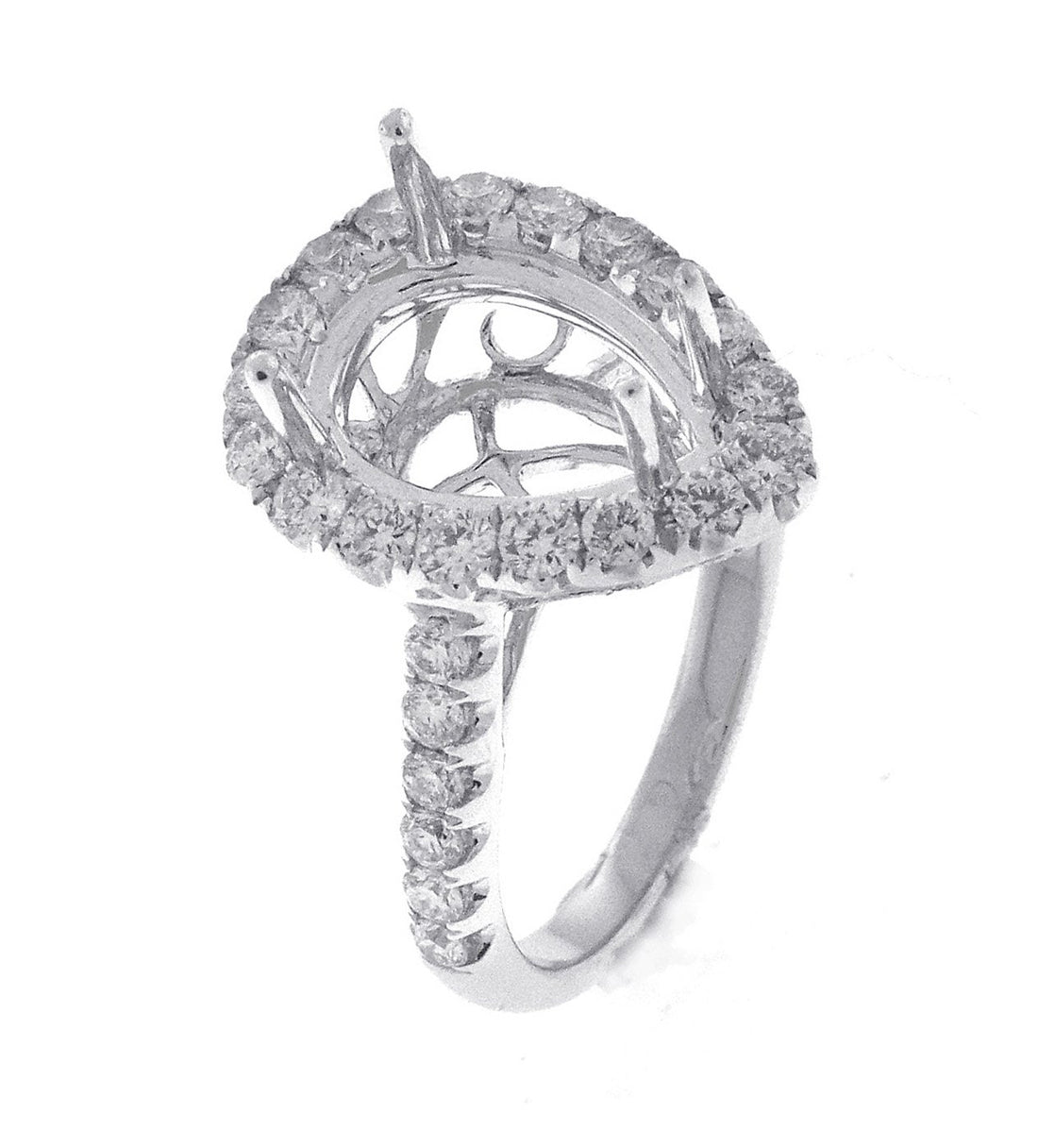 18kt White Gold Diamond Halo Semi Mount