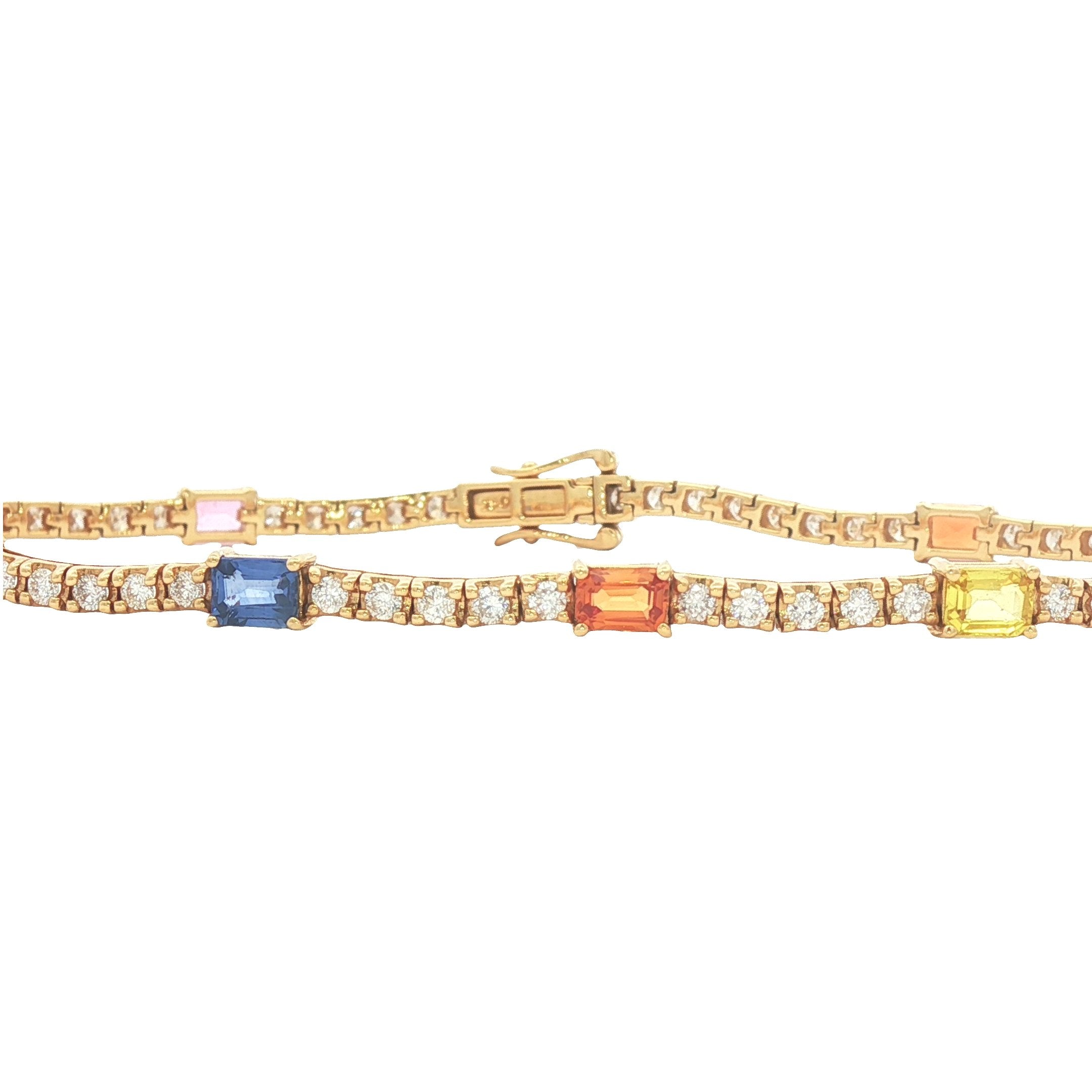 18kt Yellow Gold Diamond And Sapphire Tennis Bracelet
