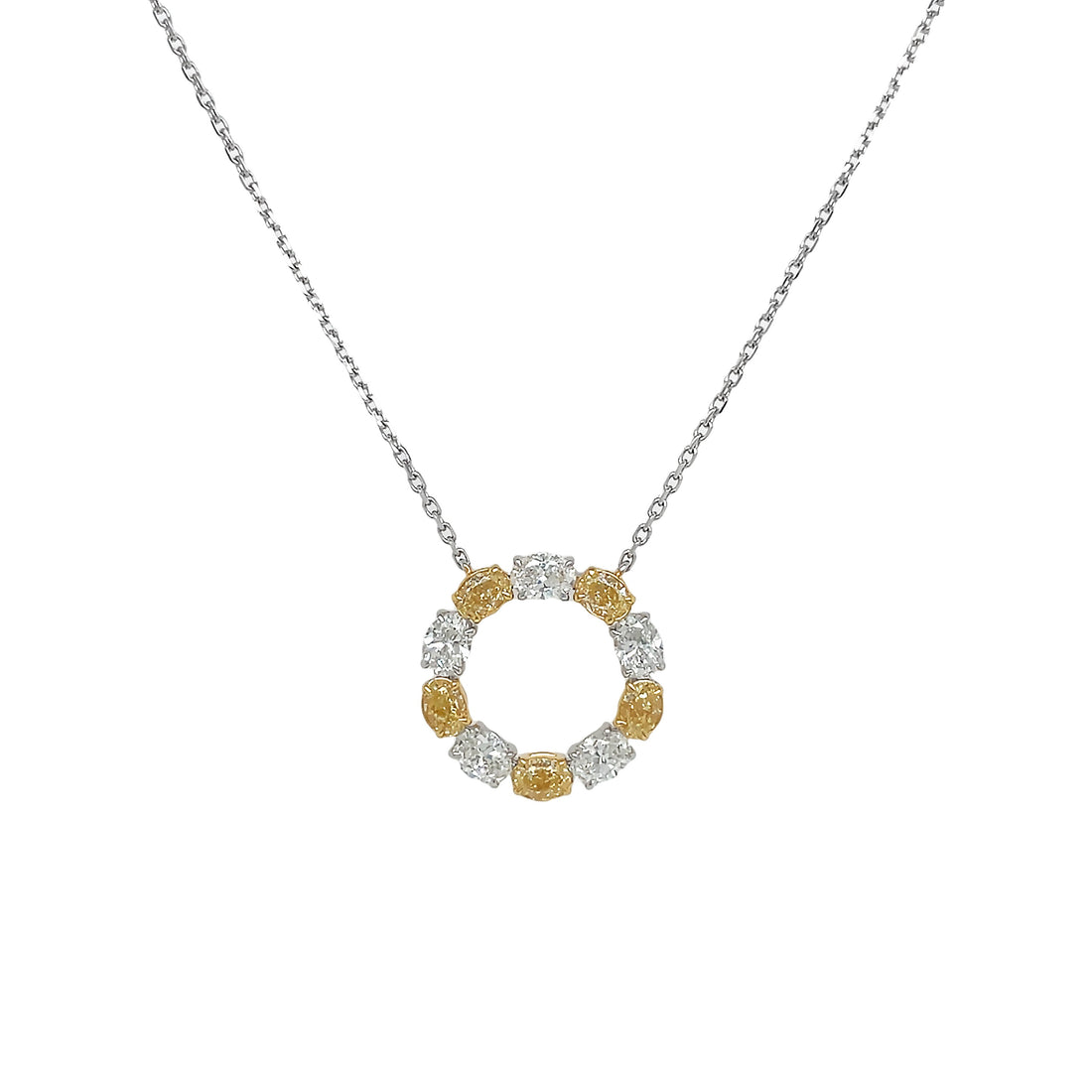 18kt White Gold Diamond and Yellow Diamond Pendant