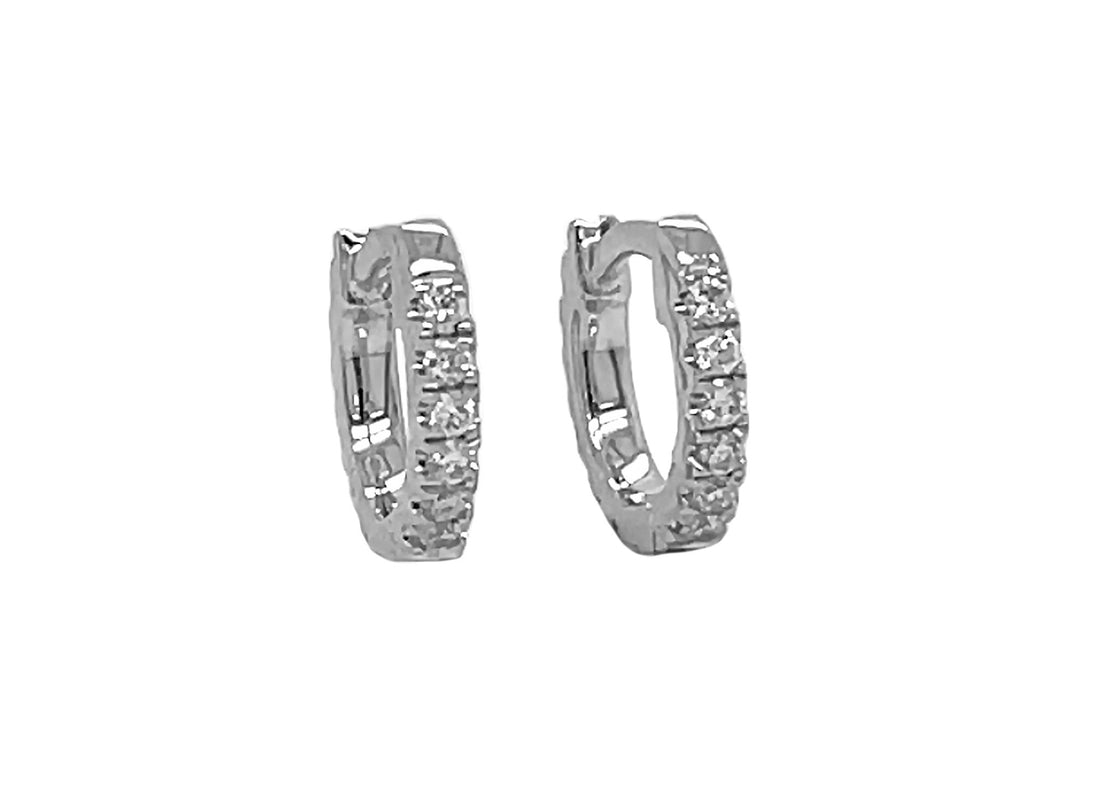 14kt White Gold Diamond Huggie Earrings