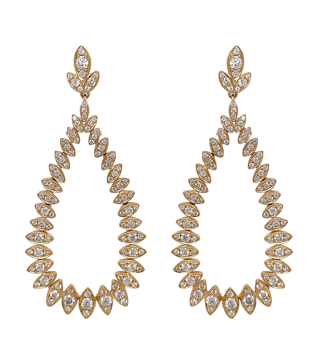18kt Yellow Gold Diamond Dangling Earrings