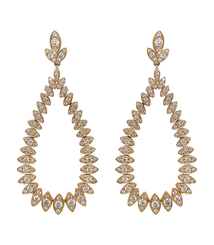 18kt Yellow Gold Diamond Dangling Earrings