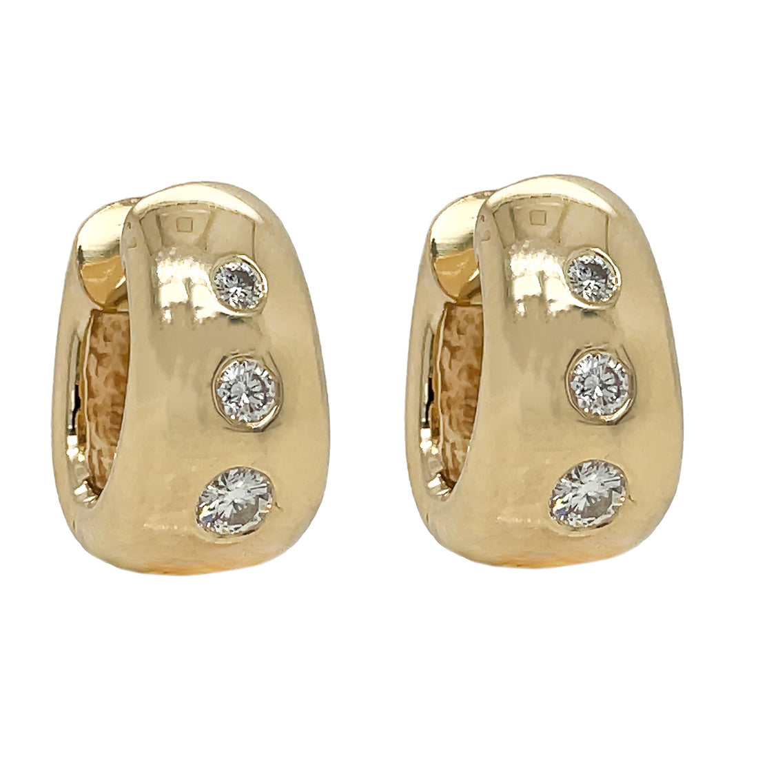14kt Yellow Gold Diamond Huggie Earrings