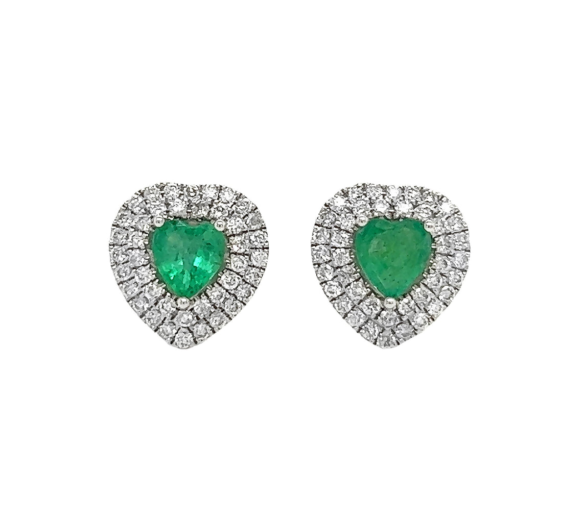 18kt White Gold Diamond and Emerald Earrings