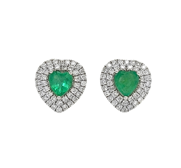 18kt White Gold Diamond and Emerald Earrings