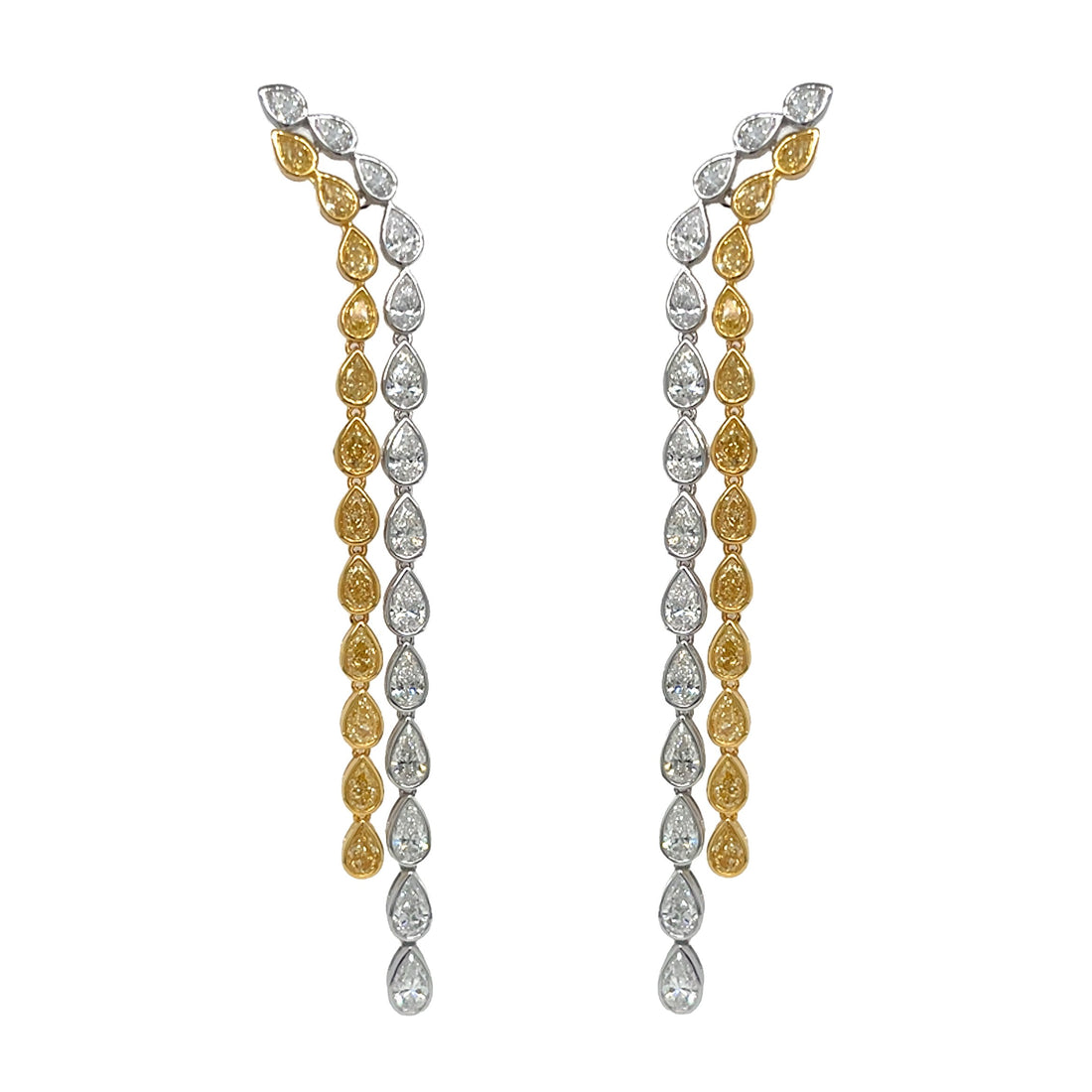 18kt White and Yellow Gold Diamond and Yellow Diamond Earrings