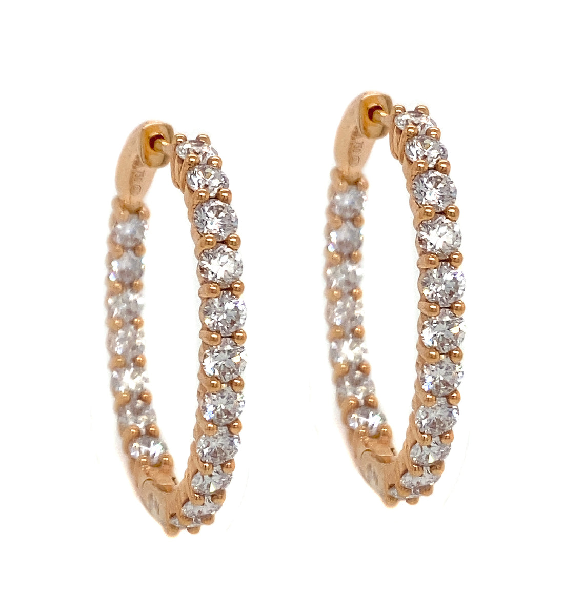 18kt Rose Gold Diamond Hoops
