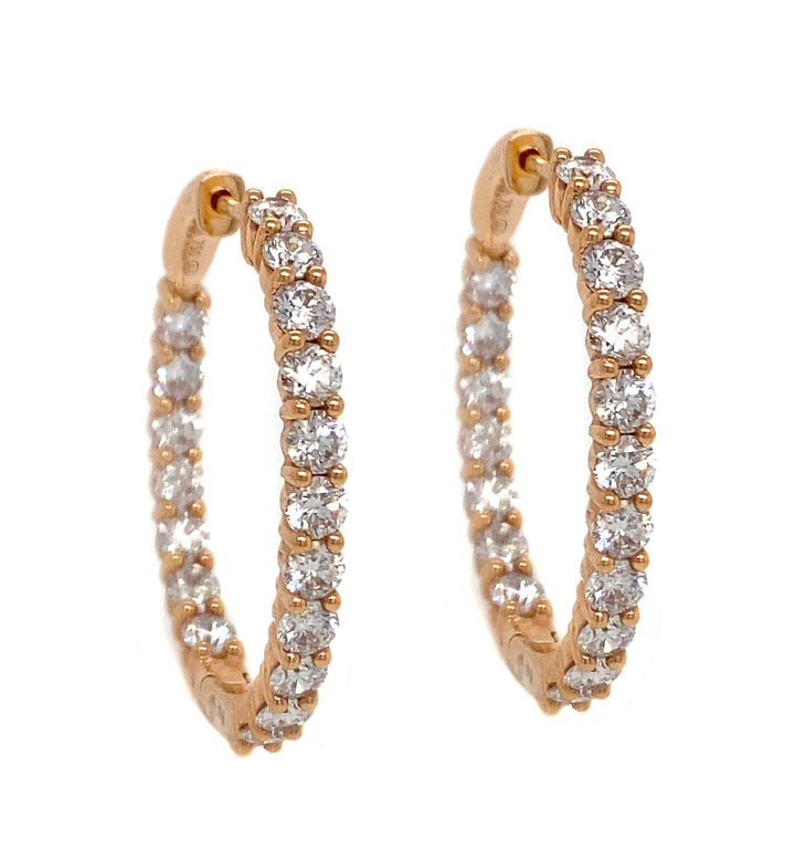 18kt Rose Gold Diamond Hoops