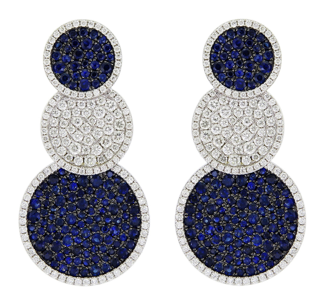 18kt White Gold Diamond and Blue Sapphire Earrings.