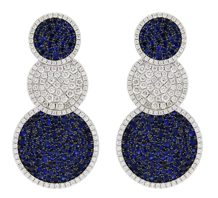 18kt White Gold Diamond and Blue Sapphire Earrings.