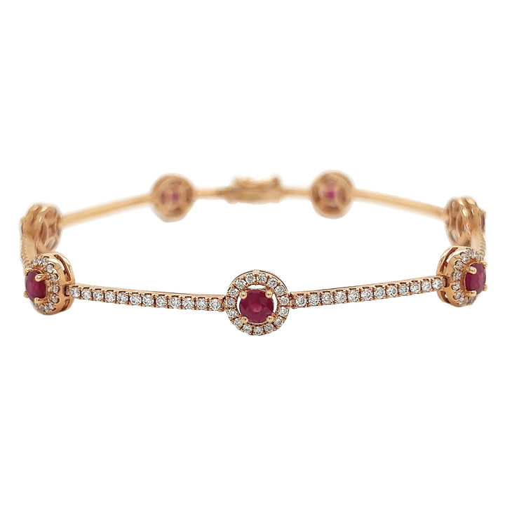18kt Rose Gold Diamond And Ruby Bracelet
