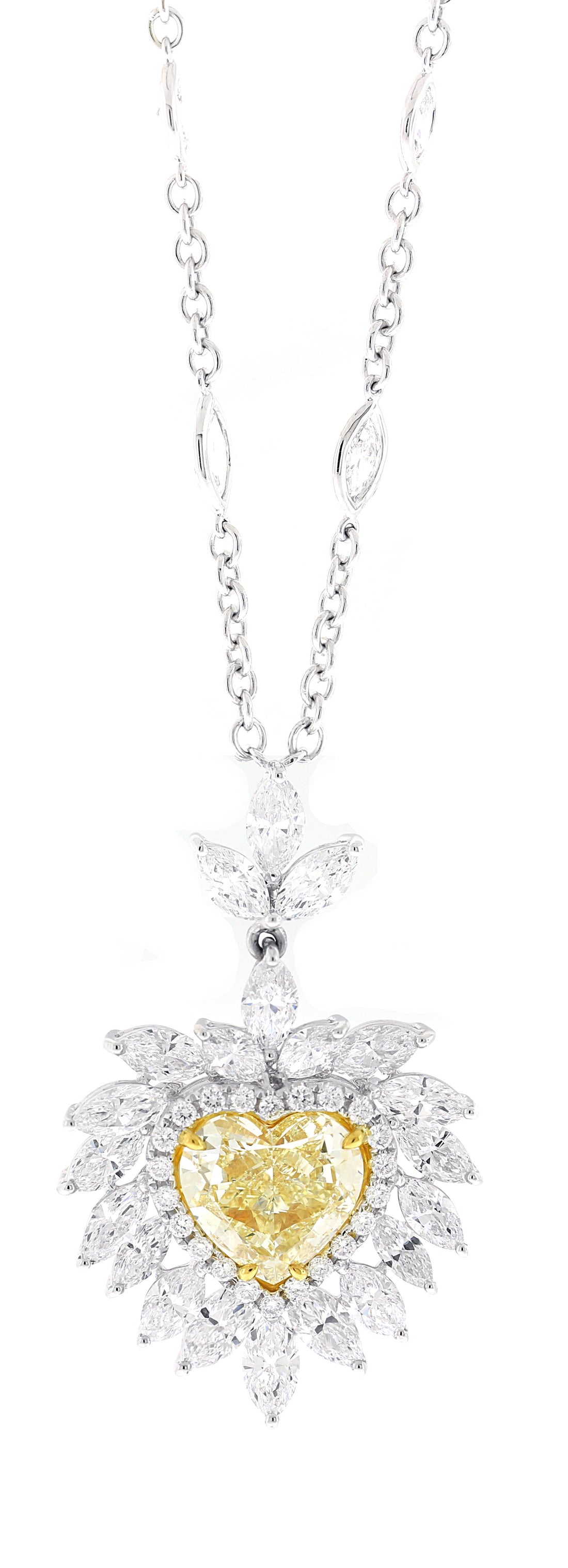 18kt White Gold GIA Certified Yellow Diamond Pendant