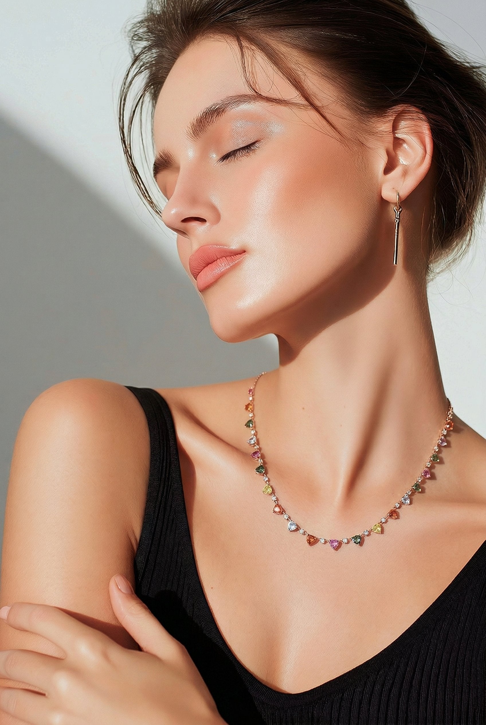 18kt Rose Gold Diamond Sapphire Necklace