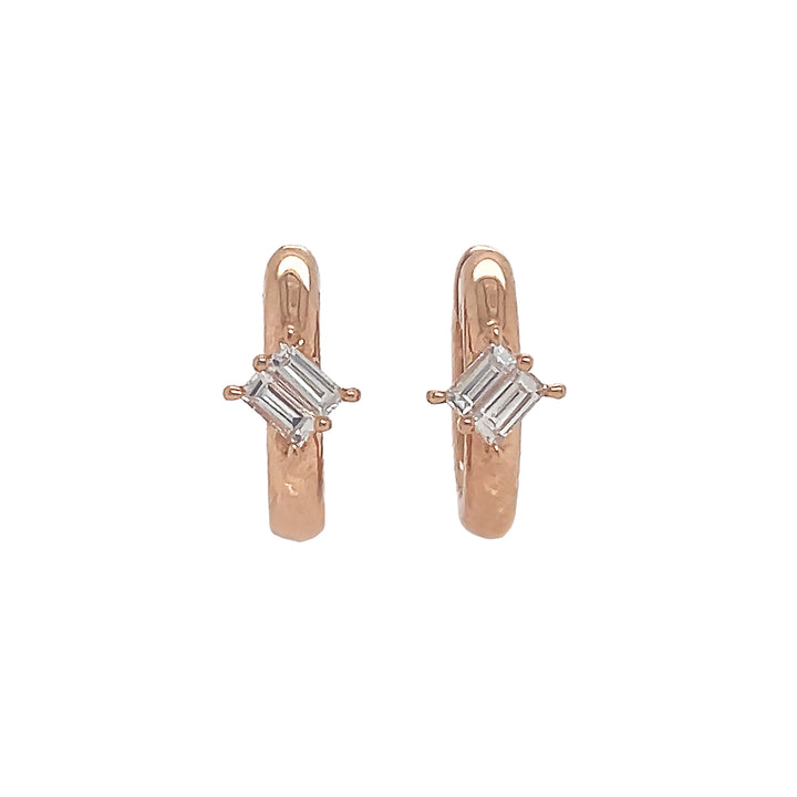 18kt Rose Gold Diamond Huggie Earrings