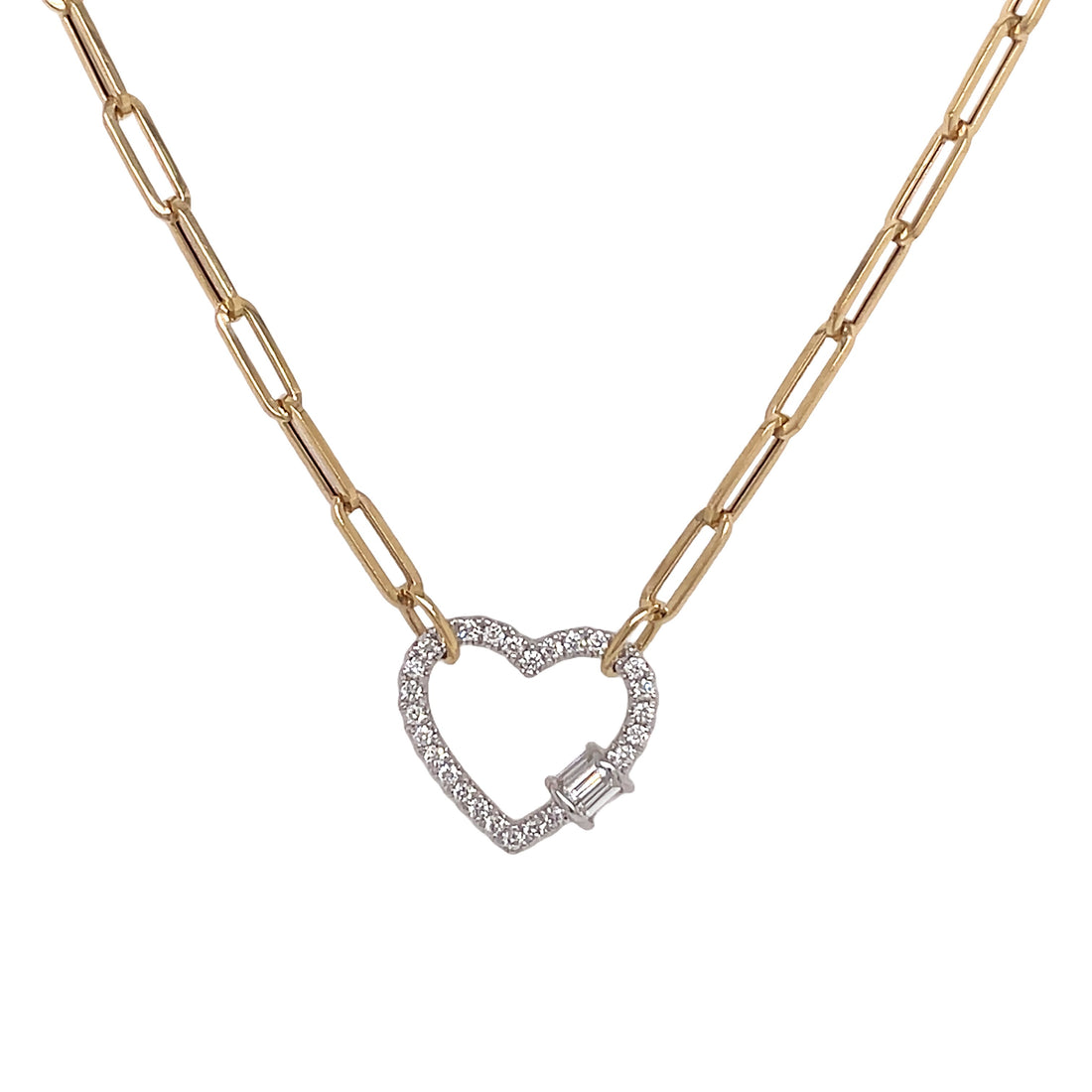 18kt Yellow and White Gold Diamond Heart Necklace
