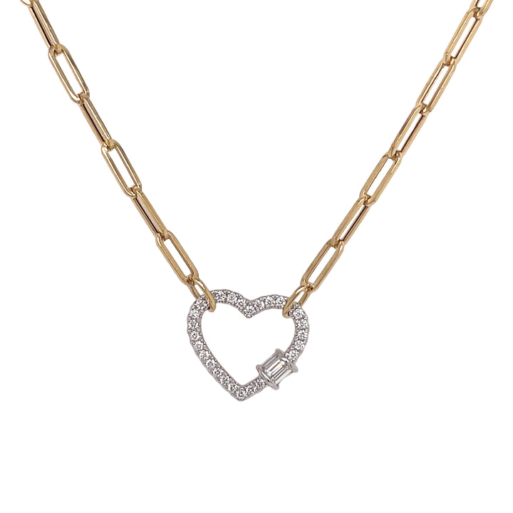 18kt Yellow and White Gold Diamond Heart Necklace