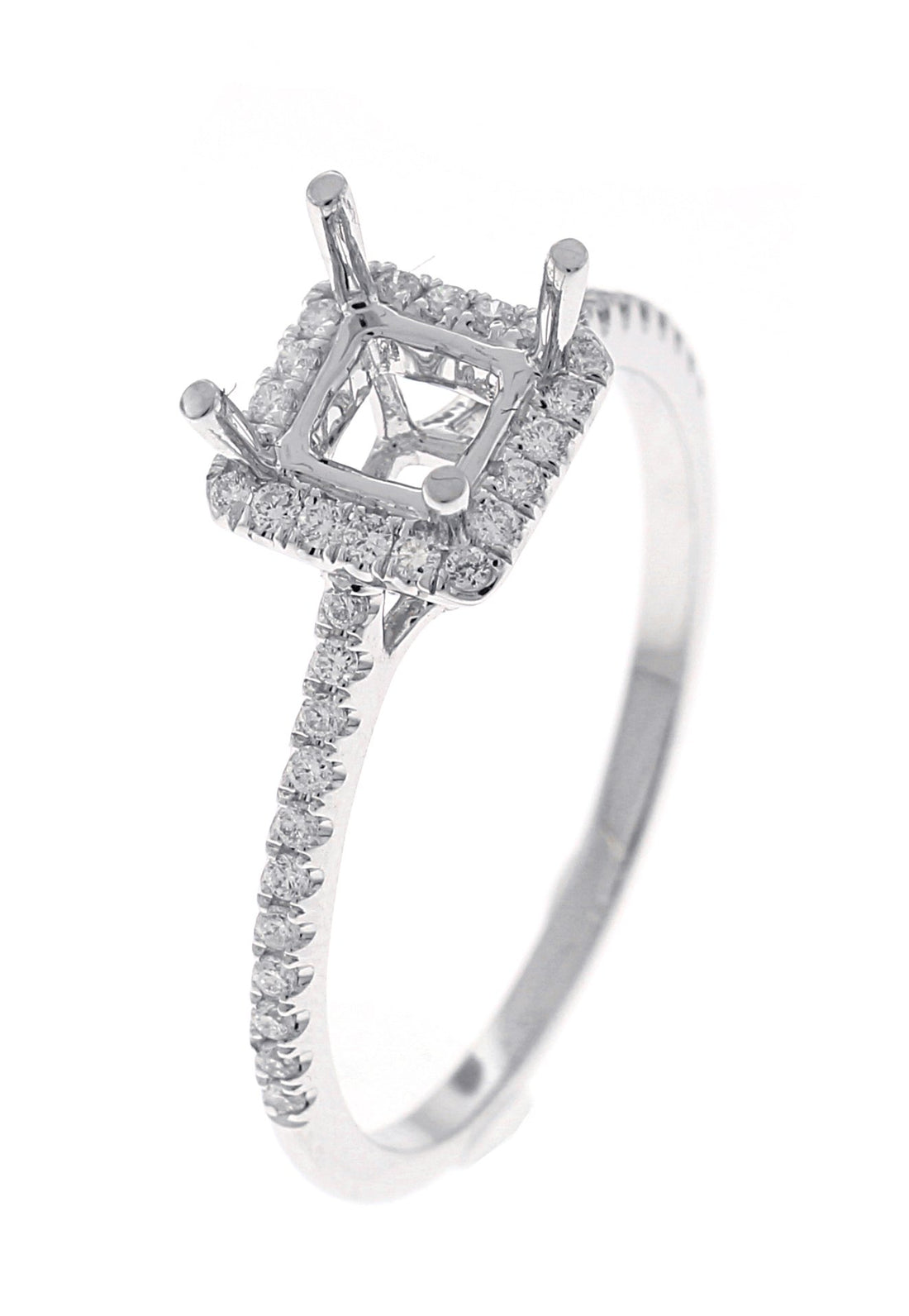 18kt White Gold Diamond Halo Semi Mount