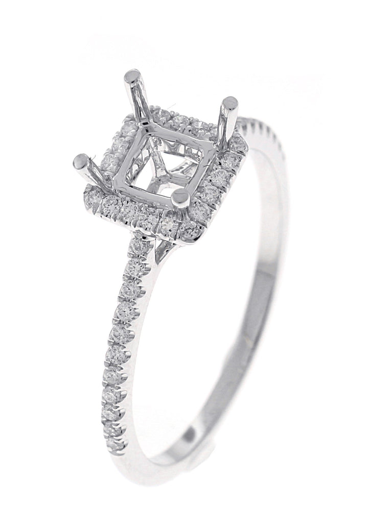 18kt White Gold Diamond Halo Semi Mount
