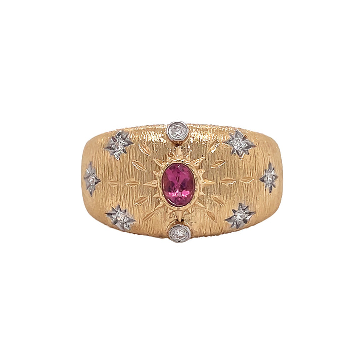 18Kt Yellow Gold Diamond and Ruby Ring