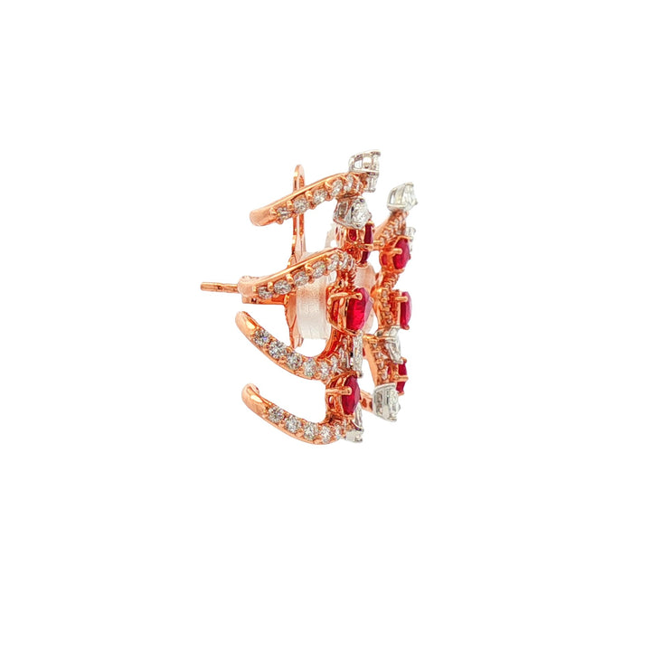 18kt Rose And White Gold Diamond And Ruby Earrings
