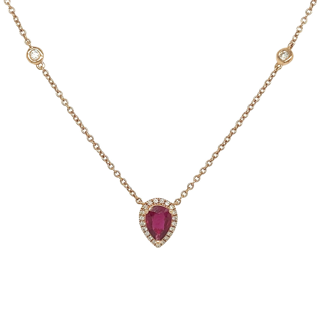 18kt Rose Gold Diamond and Ruby Pendant