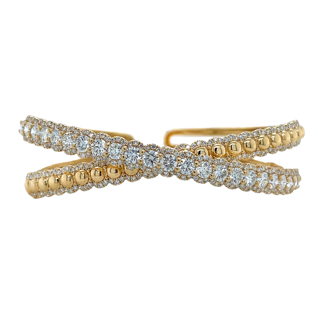 18kt Yellow Gold Diamond Criss-cross Bangle