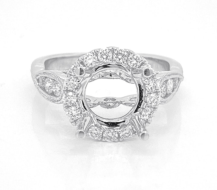 18kt White Gold Diamond Halo Semi Mount