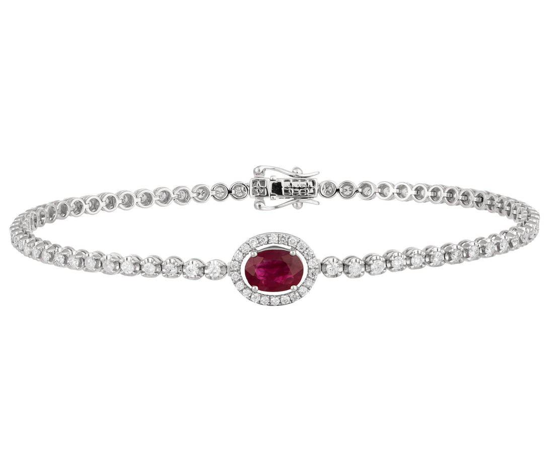 18kt White Gold Diamond And Ruby Bracelet