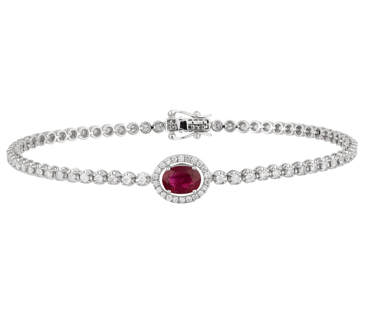 18kt White Gold Diamond And Ruby Bracelet